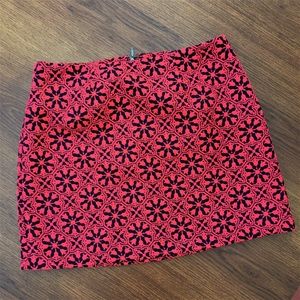 Coral & Navy Lined Mini Skirt